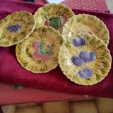 5 Sarreguemines dessert plates in barbotine