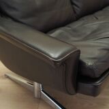 Brown leather sofa, Danish design, 1970s, designer: Werner Langenfeld, manu