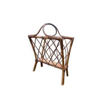Vintage rattan magazine rack – 1960s