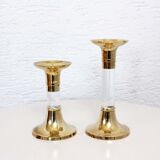 Candlestick duo in Lucite and brass