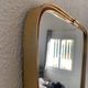 Miroir vintage 1960 rétroviseur asymétrique forme libre doré rouge - 71 x 3