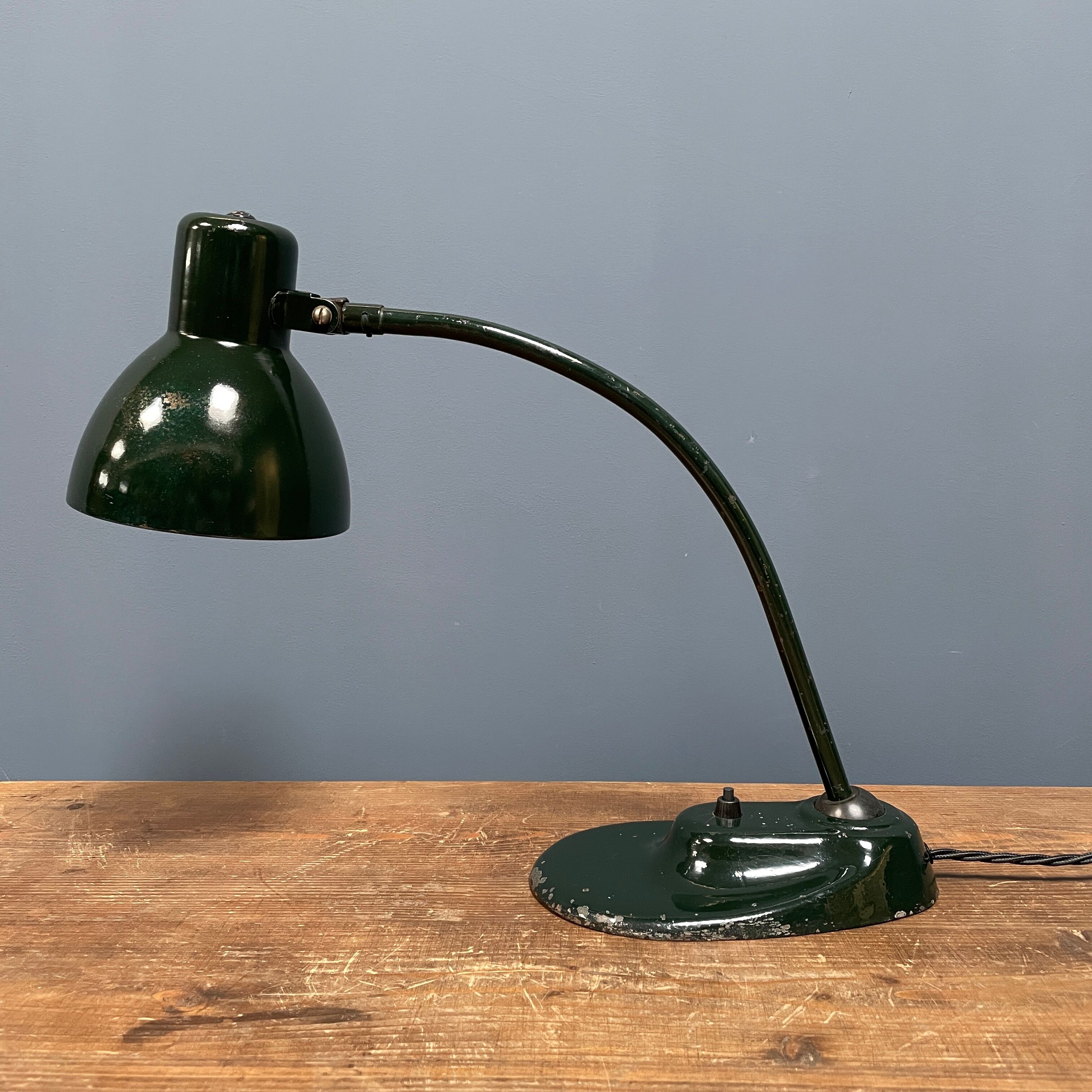 Dark green Kandem Bauhaus desk lamp model 1087 from the 1930s