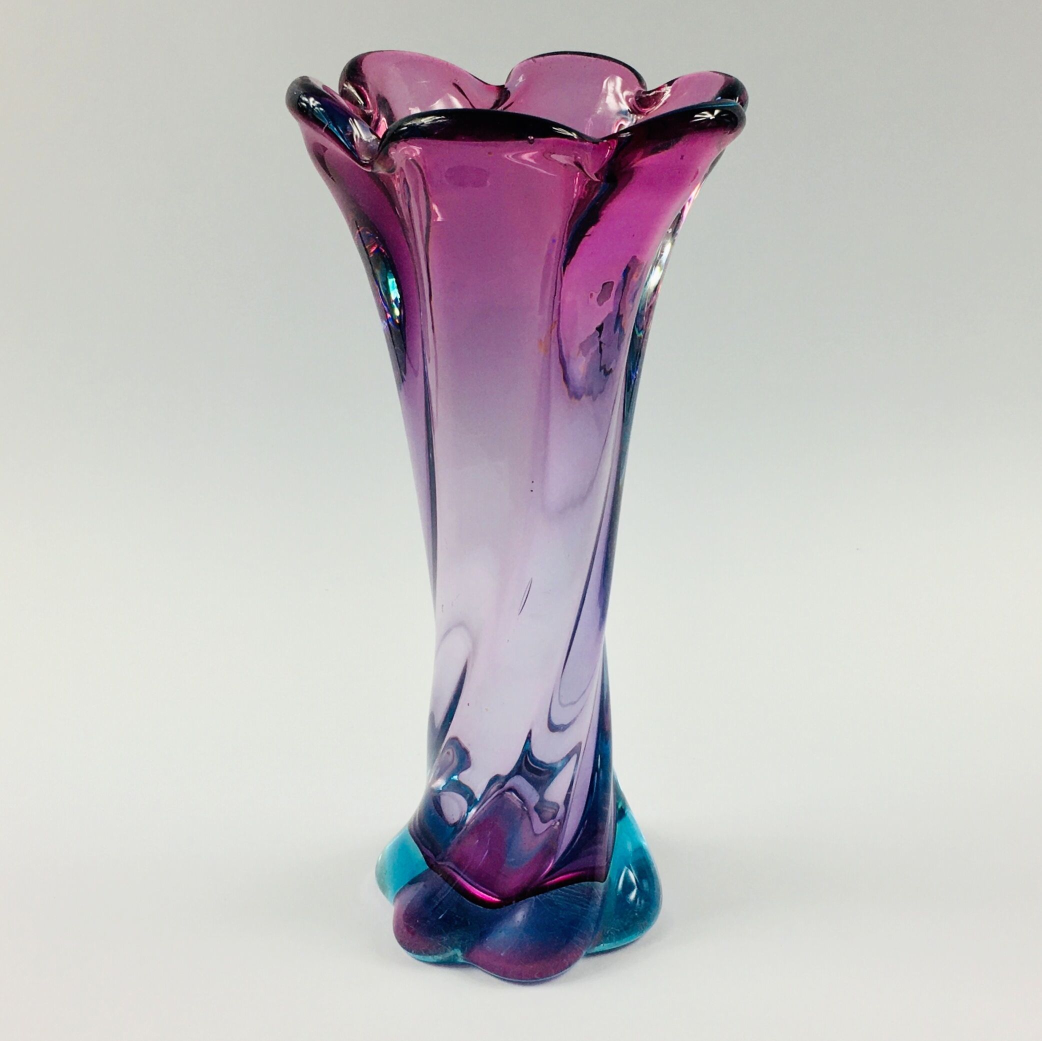 Mid-Century Twisted Murano Glass Vase from Made Murano Glass