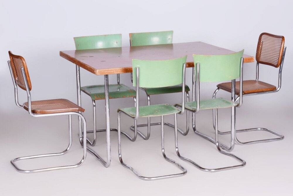 Original Bauhaus Dining Table attributed to Mücke Melder, Former Czechoslovakia, 1930s