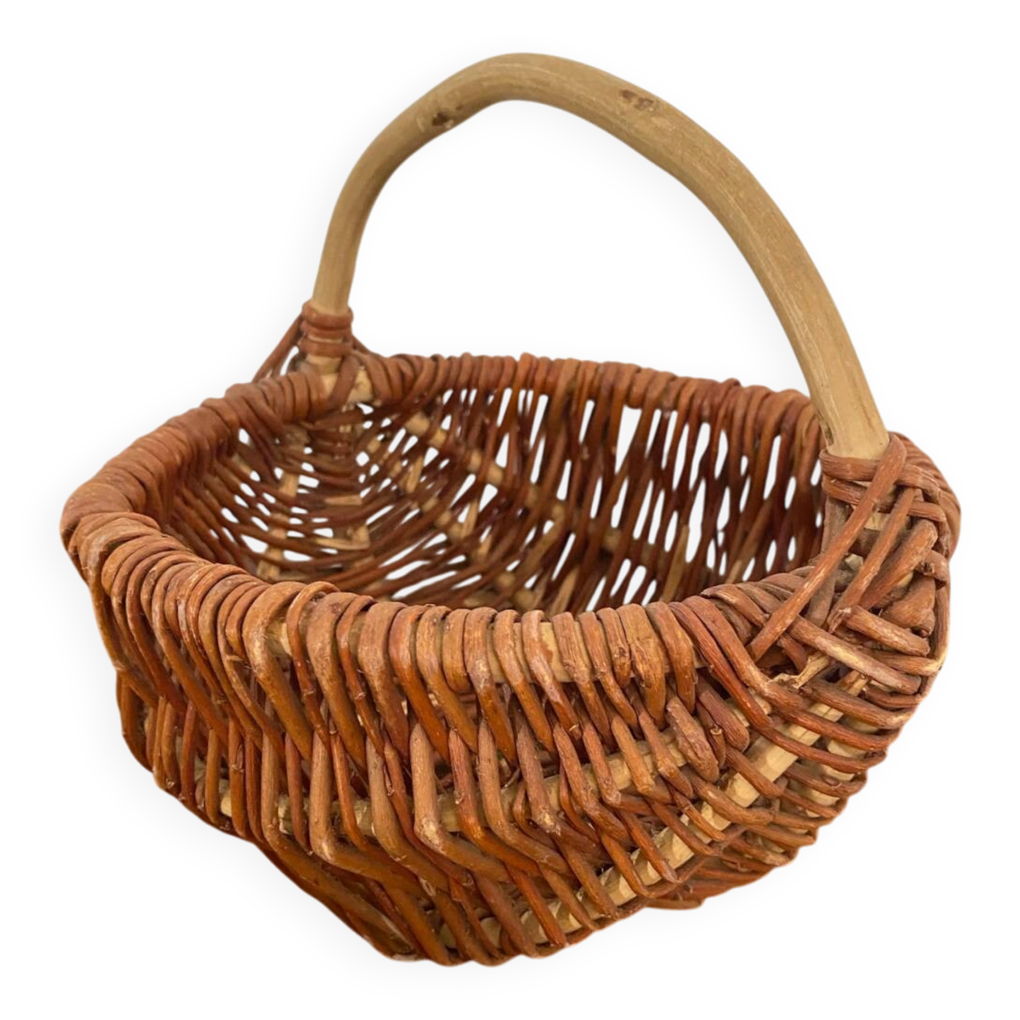Small handmade basket made of hazel wood.