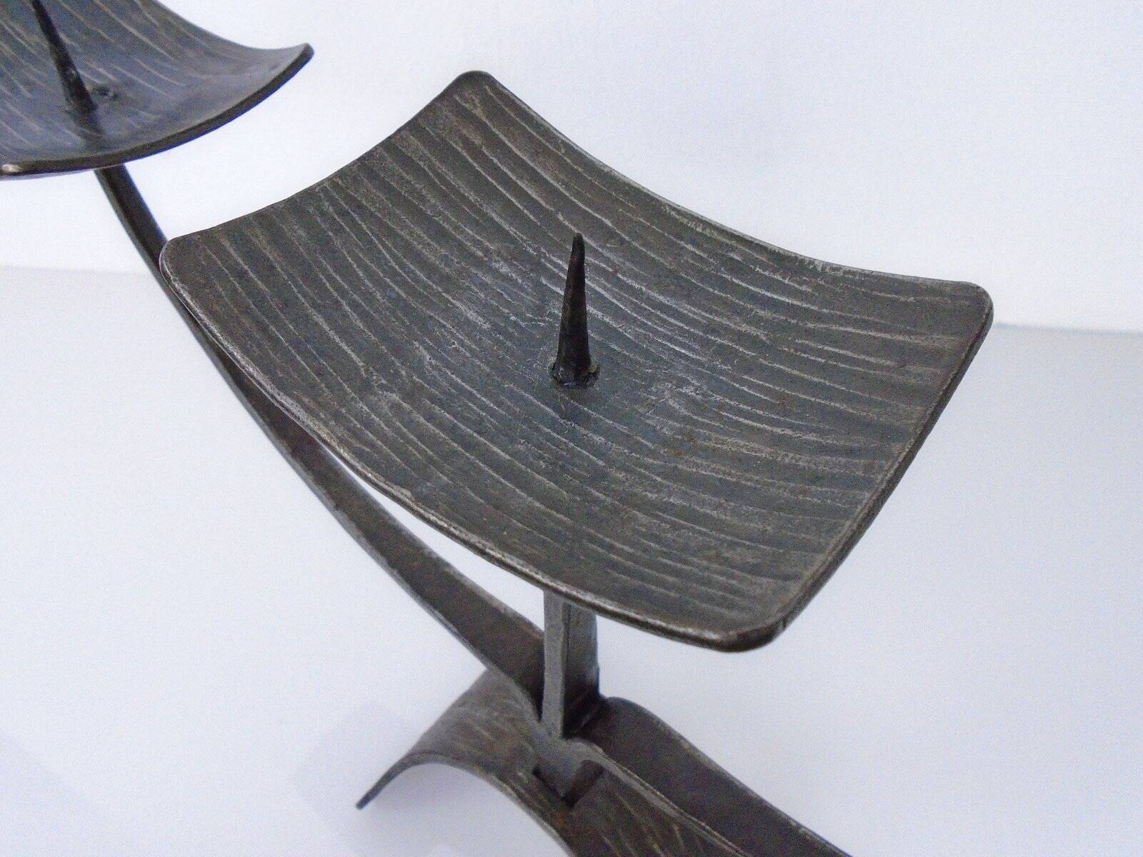German Brutalist Iron Candleholder, 1960s