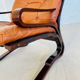 Vintage mid century scandinavian (oddvin rykken) cognac leather chair 1960s