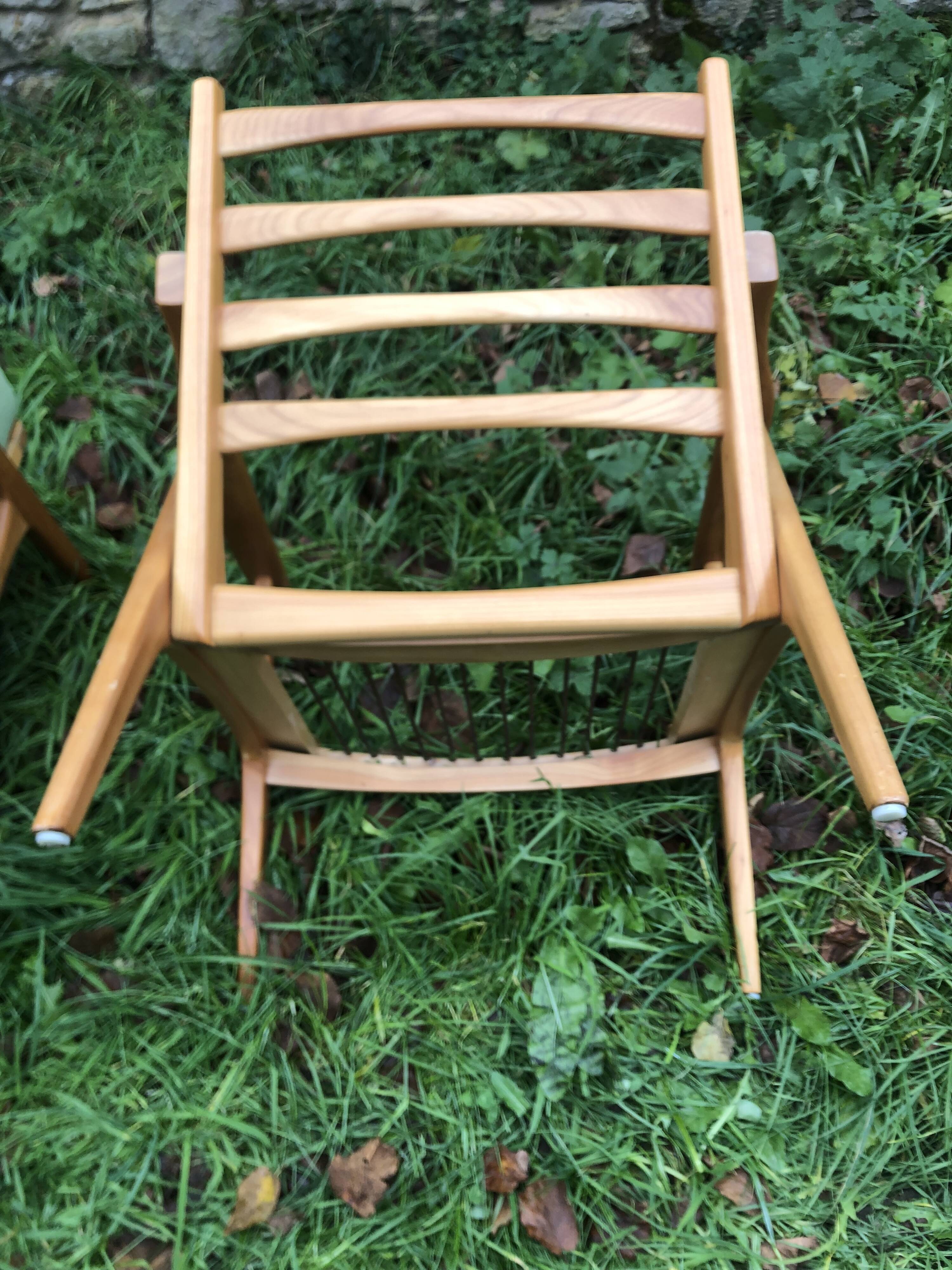 Fauteuils scandinaves bois blond vintage Années 60