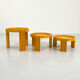 Set of 3 yellow Marema nesting tables by Gianfranco Frattini for Cassina, 1960