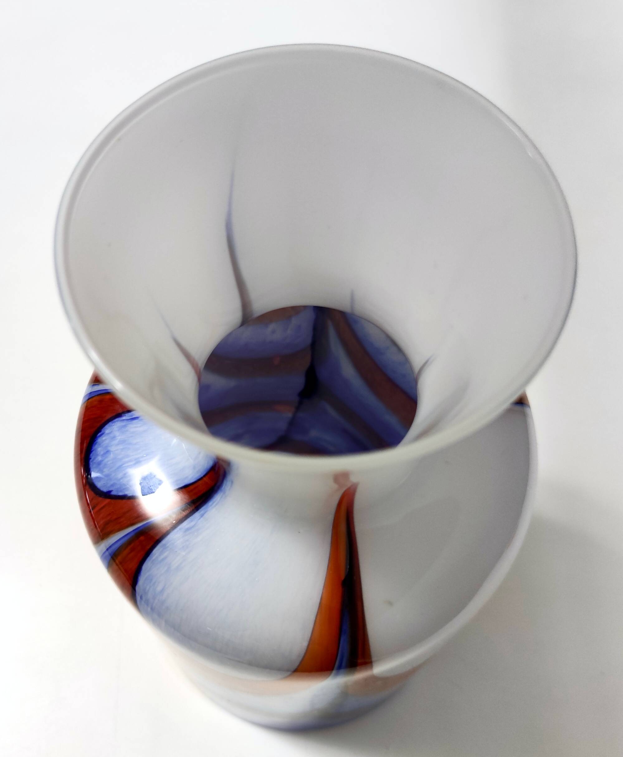 Red, White and Blue Murano Glass Vase by Carlo Moretti, Italy