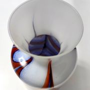 Red, White and Blue Murano Glass Vase by Carlo Moretti, Italy