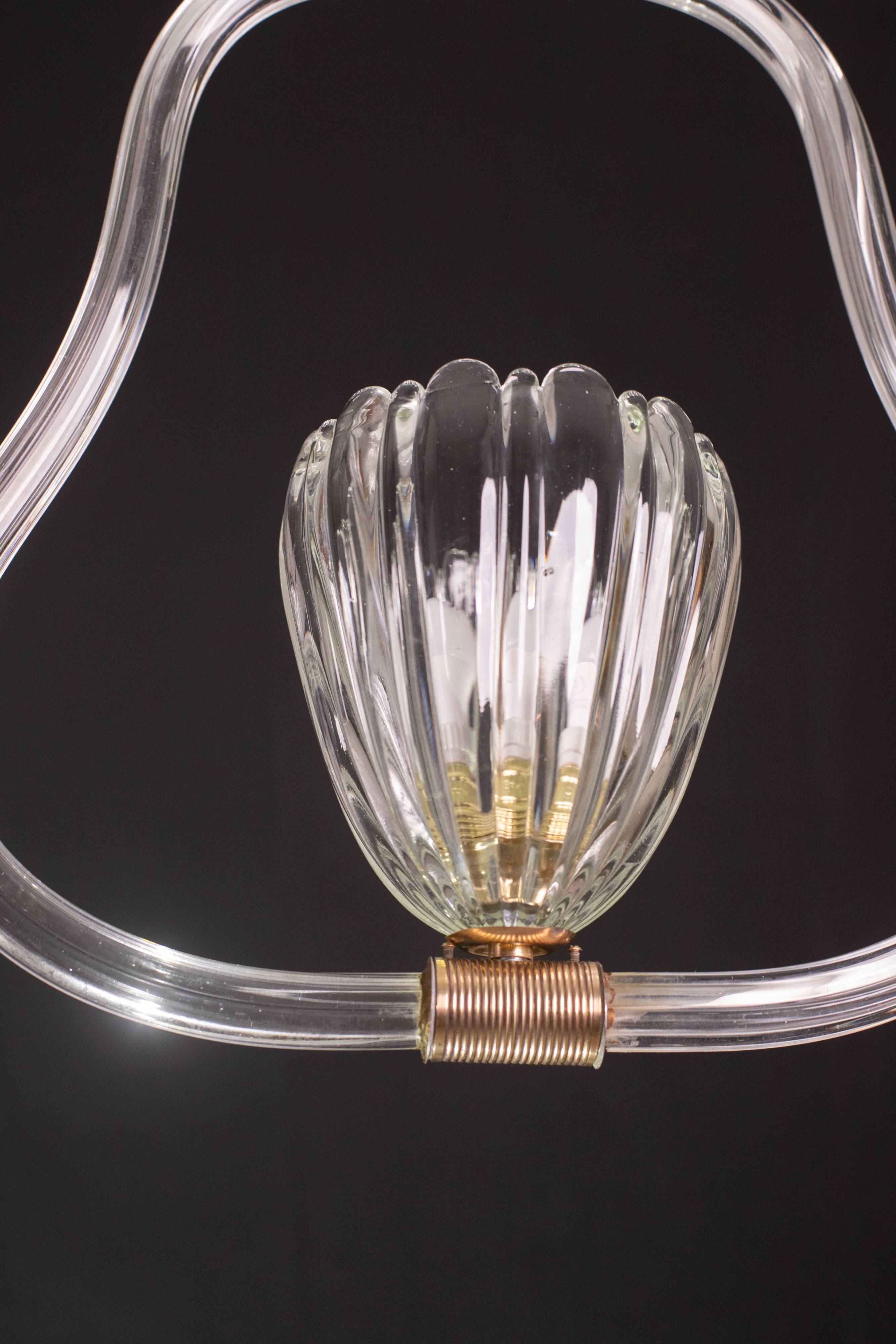 Charming Art Decò Barovier and Toso Chandelier, 1940s