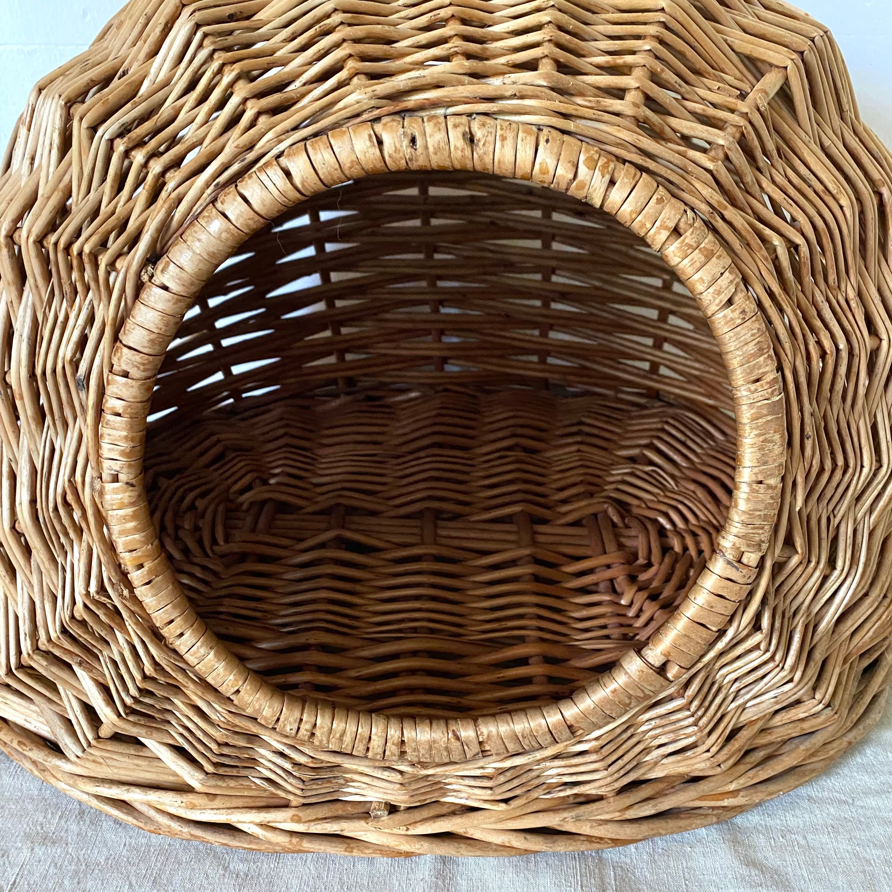 Basket for cat or dog in woven wicker