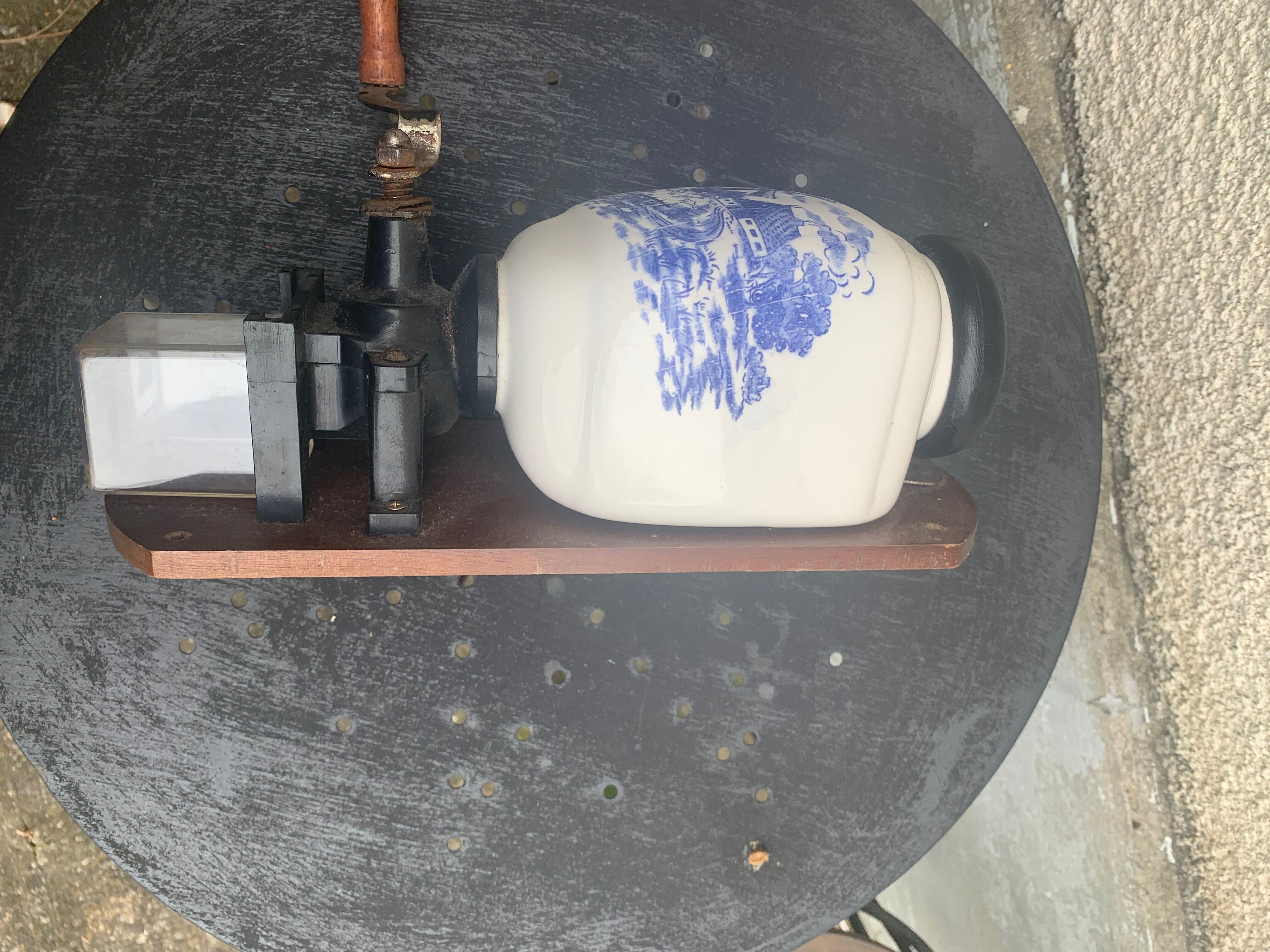 Wall-mounted coffee grinder complete vintage delft style mill décor