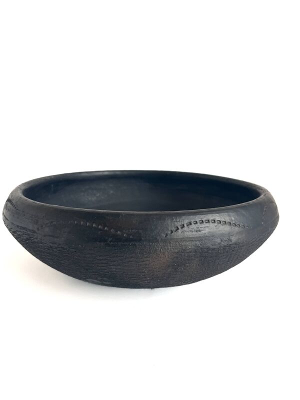 Plat  Abron  ''Kânâh'' en terre cuite fumée   Ø 31cm diamètre