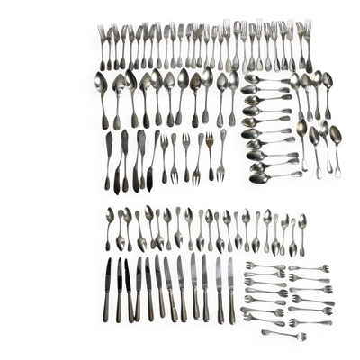 Important lot couverts 118 pièces métal argenté Ercuis, Christofle XXème