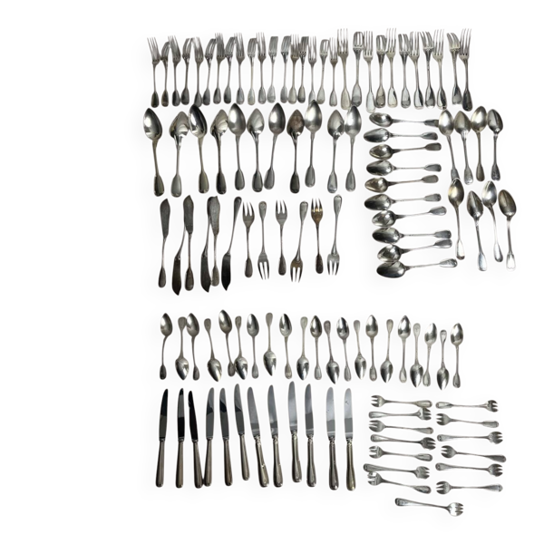 Important lot couverts 118 pièces métal argenté Ercuis, Christofle XXème