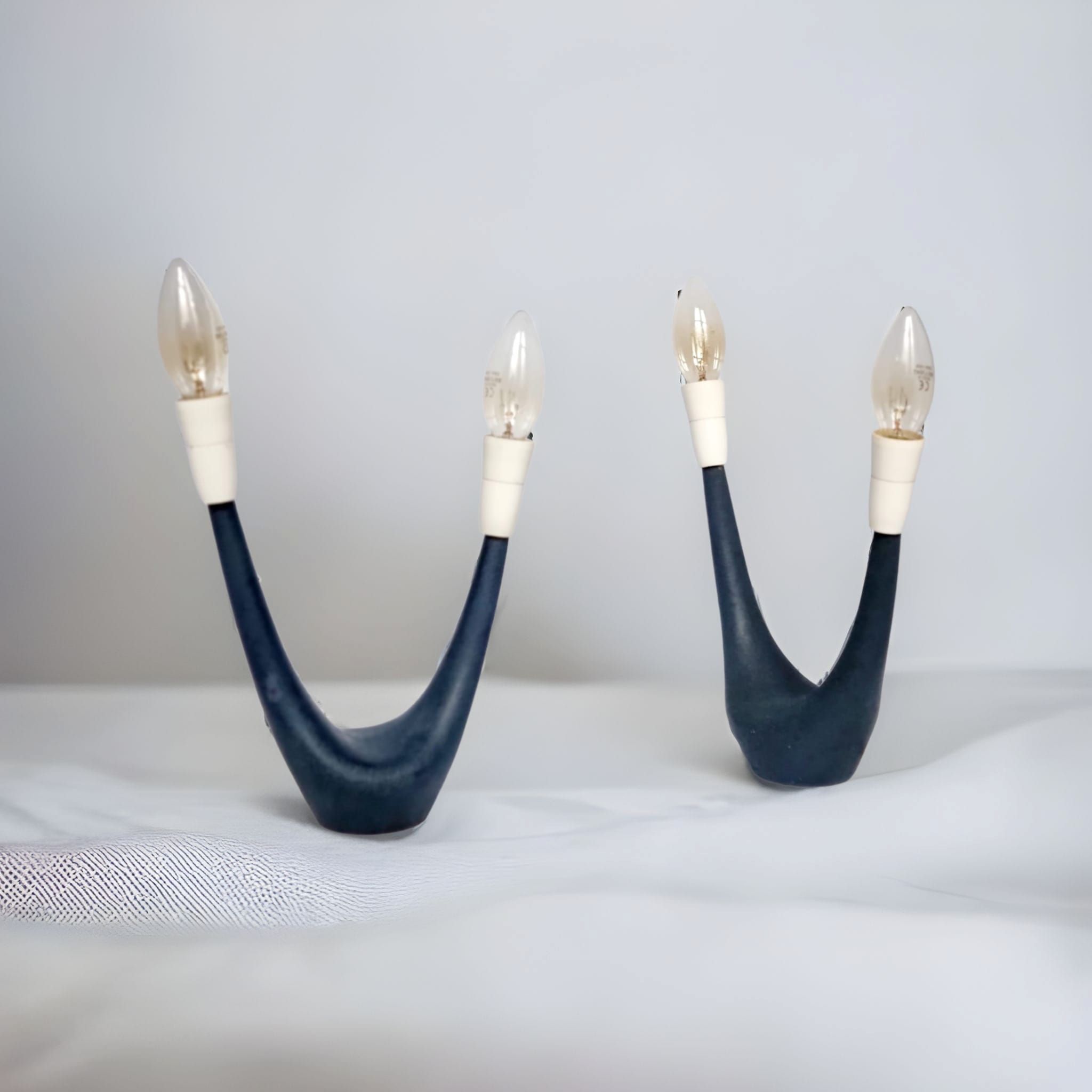 U-shaped mid-century atomic table lamps, 1950s, set of 2