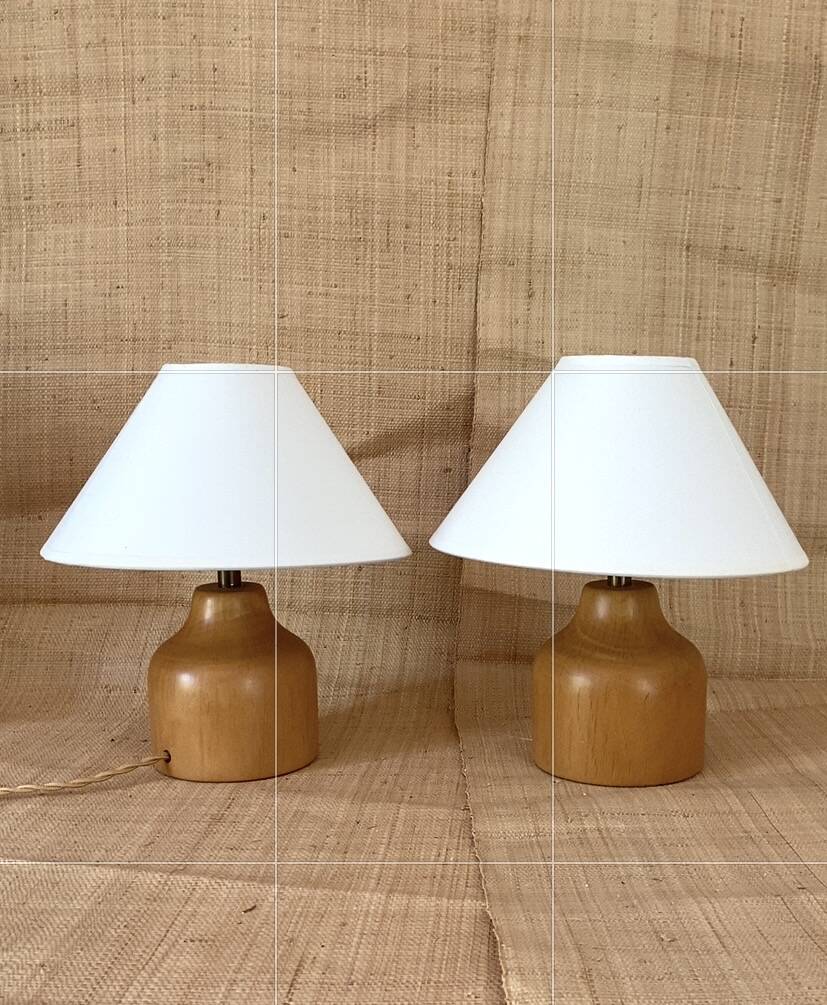 Two Danish lamps, fabric cable 2x2M, 2 cotton shades.