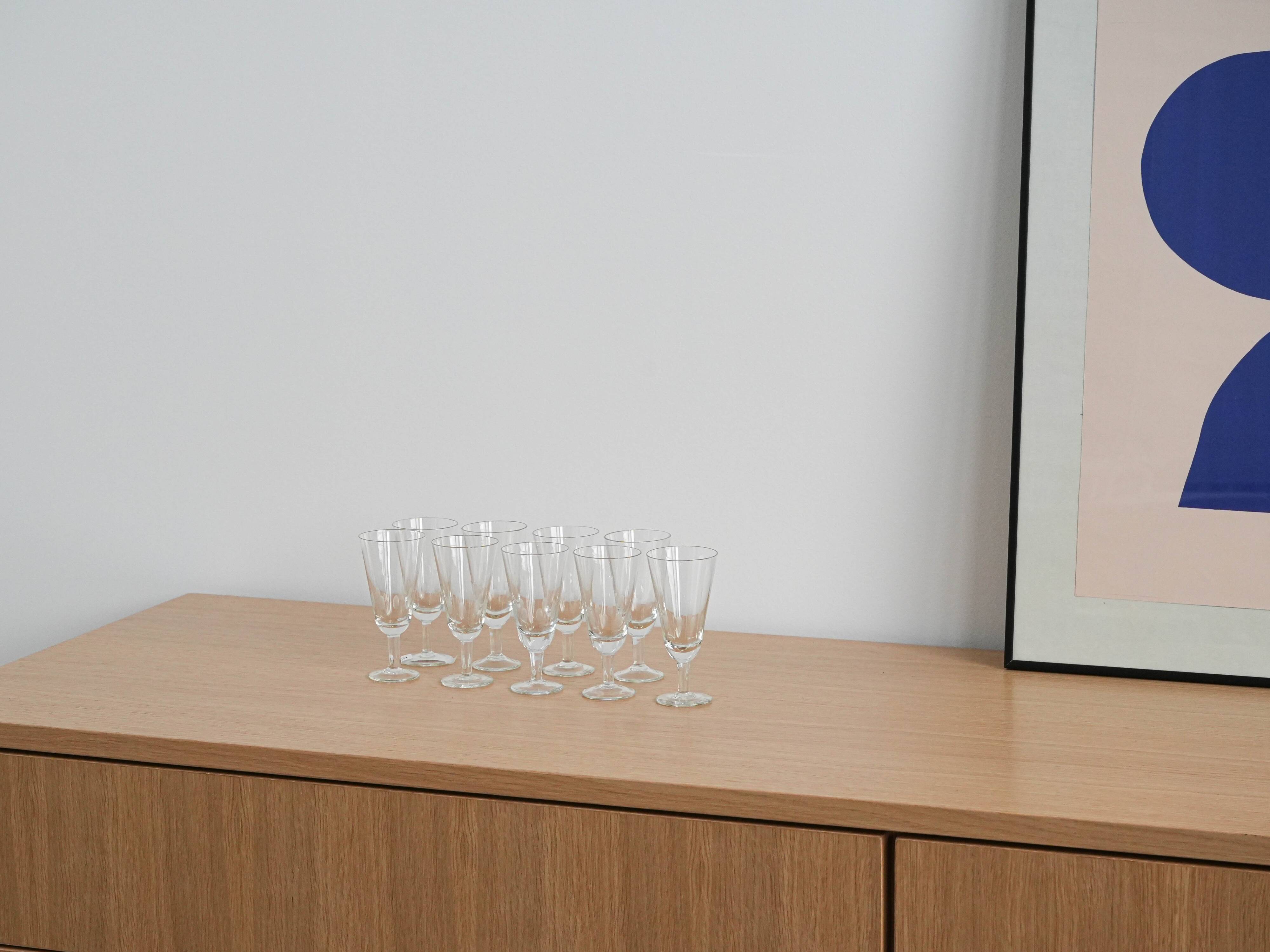 Set of crystal glasses, Danish design, 1970s, manufactured in Denmark