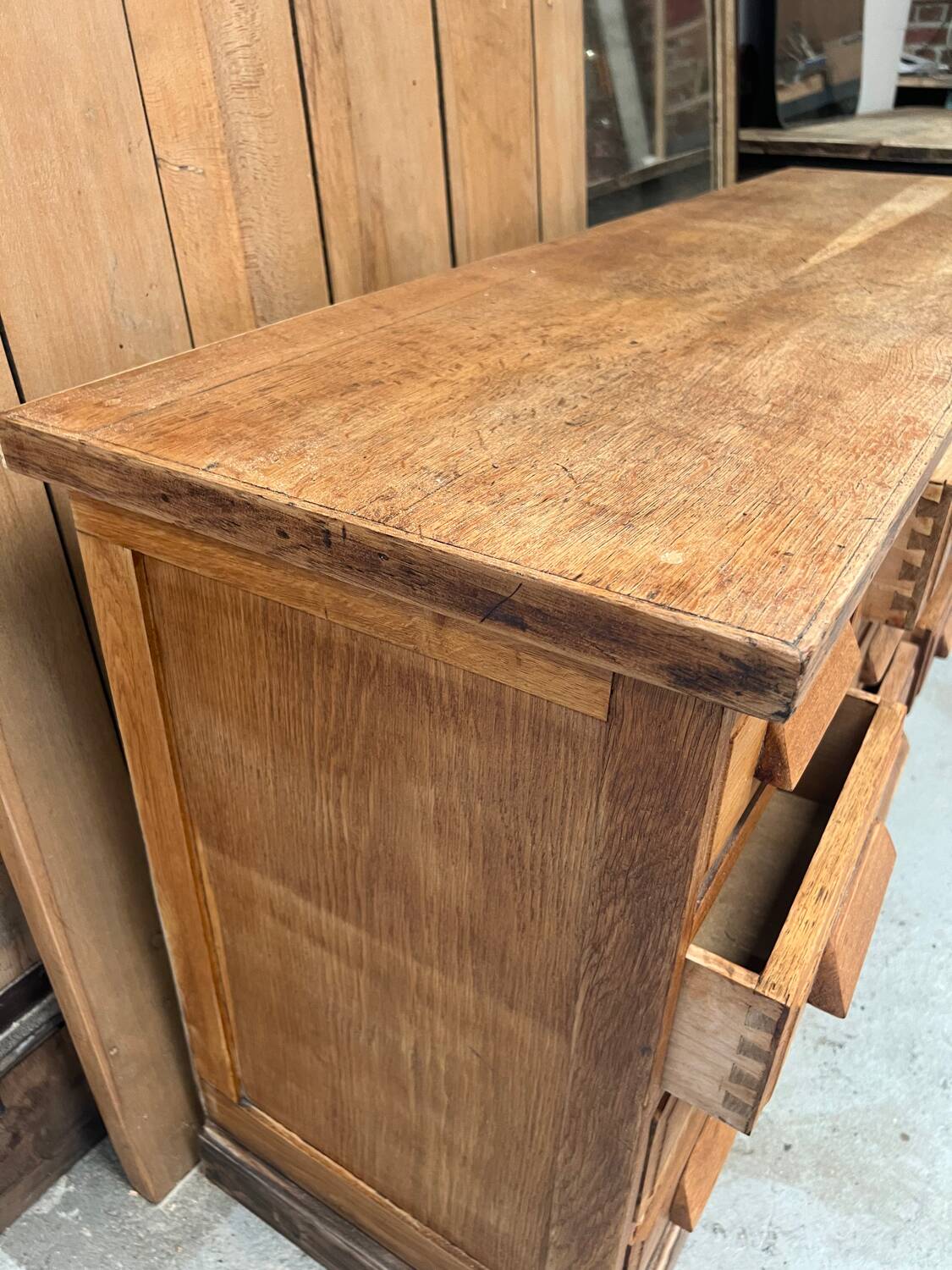 Antique haberdashery cabinet in oak