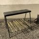 Bout de canapé vintage porte revue tablette bois scoubidou et support lampe