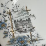 Pair of Hache Jullien plates, fine earthenware, castle decor, early 20th century