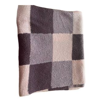 Plaid patchwork en laine rose