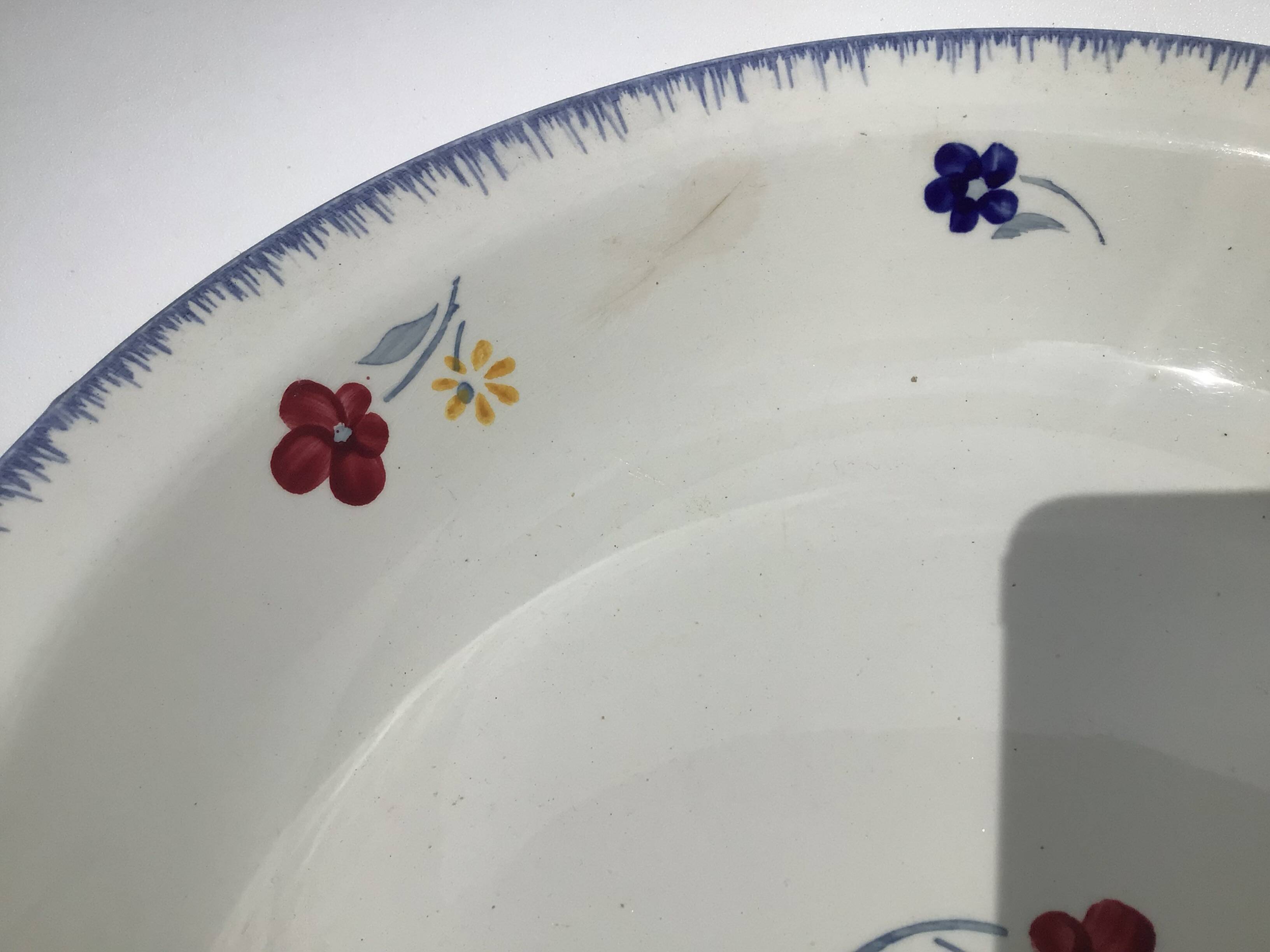 Mary Lou Digoin hollow dish blue edge diameter 25