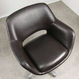 Italian Vintage Chocolate Brown Leather Office Chair