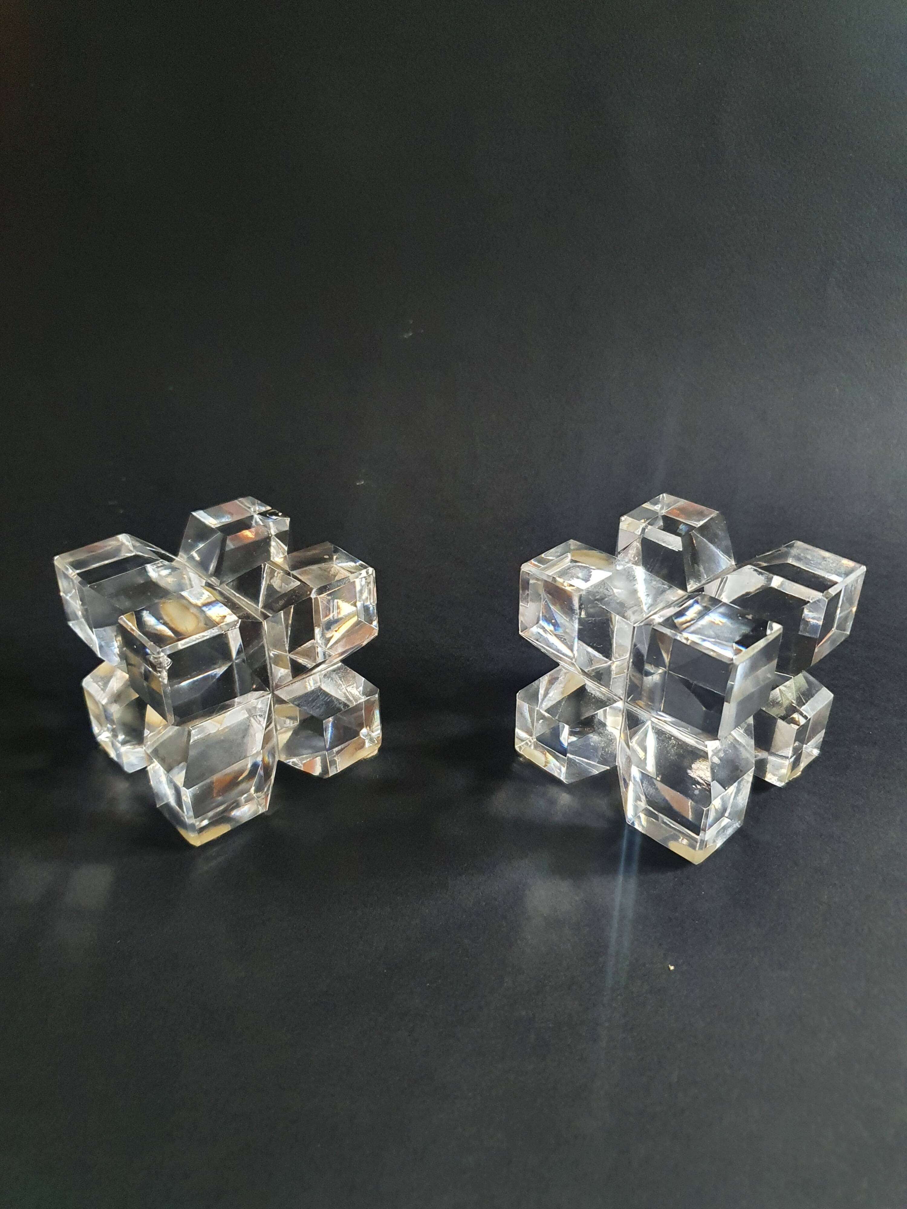 Two old vintage crystal cubes made in France