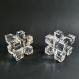 Two old vintage crystal cubes made in France