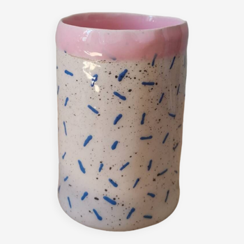 Tasse  mug céramique artisanale pastels moucheté rose