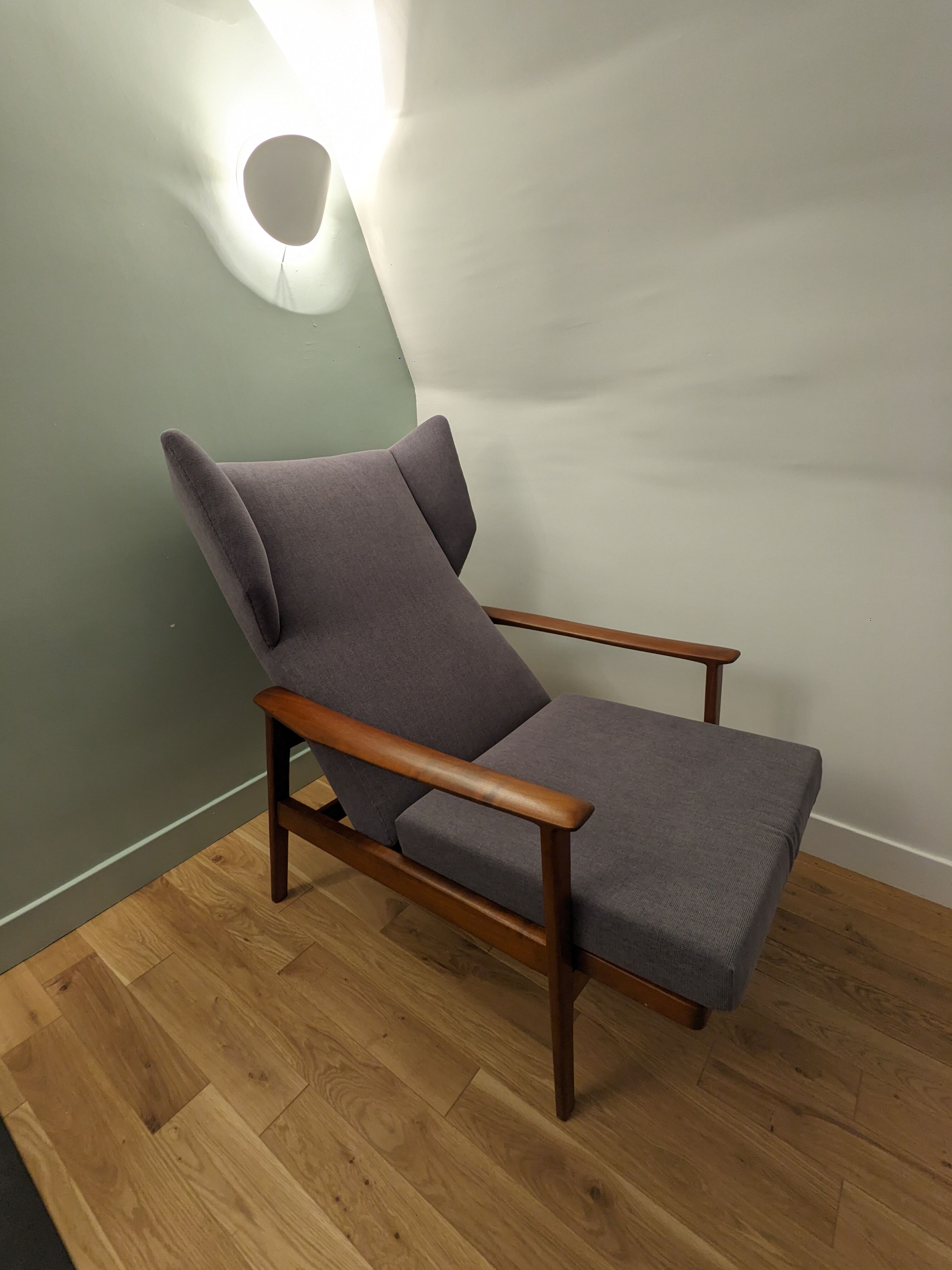 Scandinavian armchair with footrest 1950 vintage