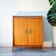 Buffet with fin profile, brass handles and scoubidou, 1950s.