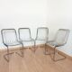 Lot 4 chrome metal chairs, black velvet cushion