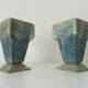 Pair of old art deco vases in enameled cast iron