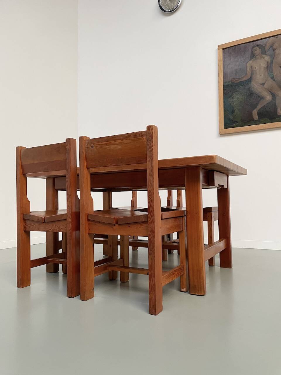 Set of table and 4 chairs, 60s mountain furniture