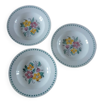 3 Digoin Sarreguemines soup plates