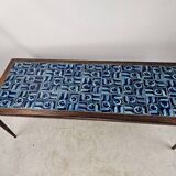 Table basse en palissandre et céramique bleue