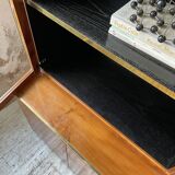Mahey bookcase in elm and XXL brass
