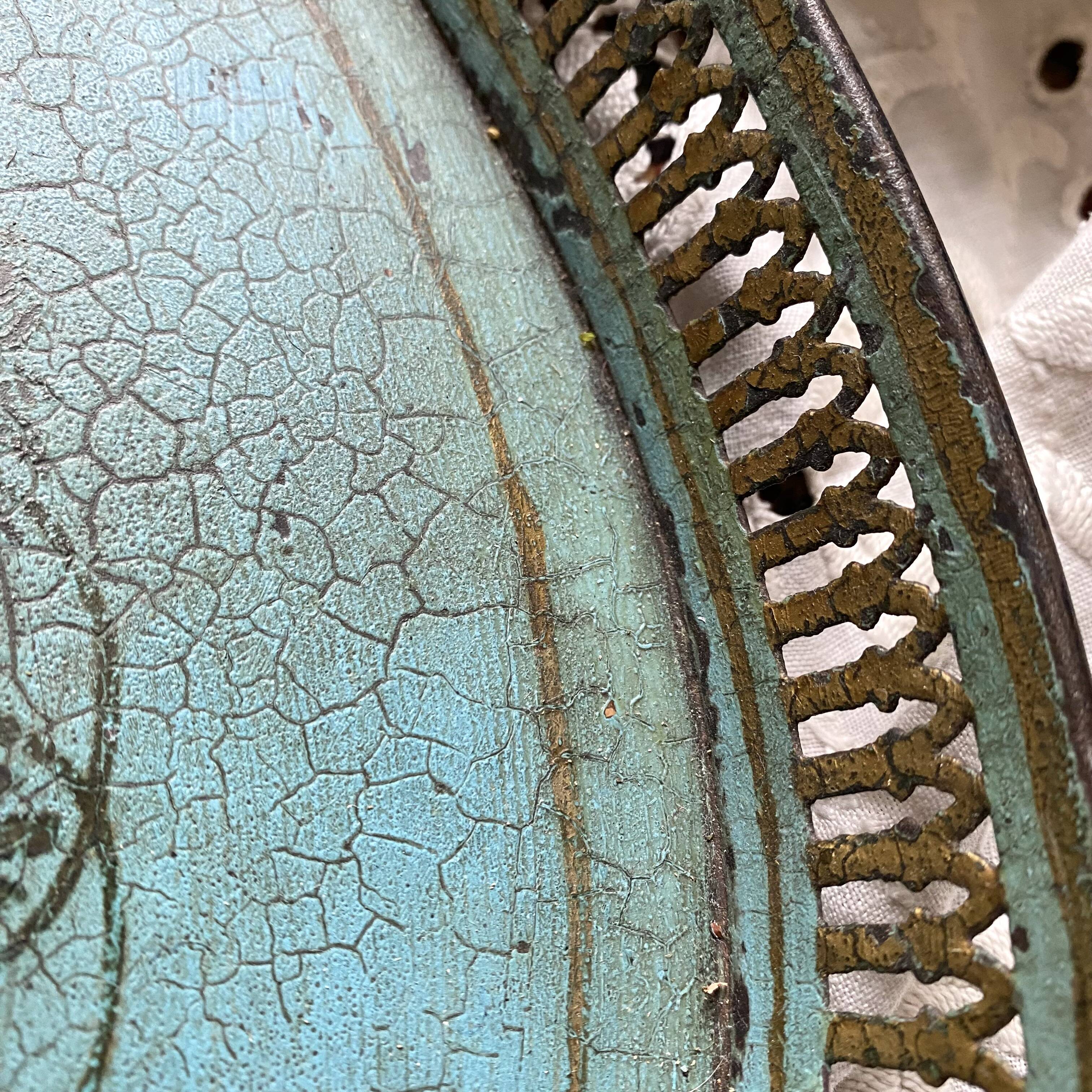 Large oval metal tray in the Napoleon III style, 1960s