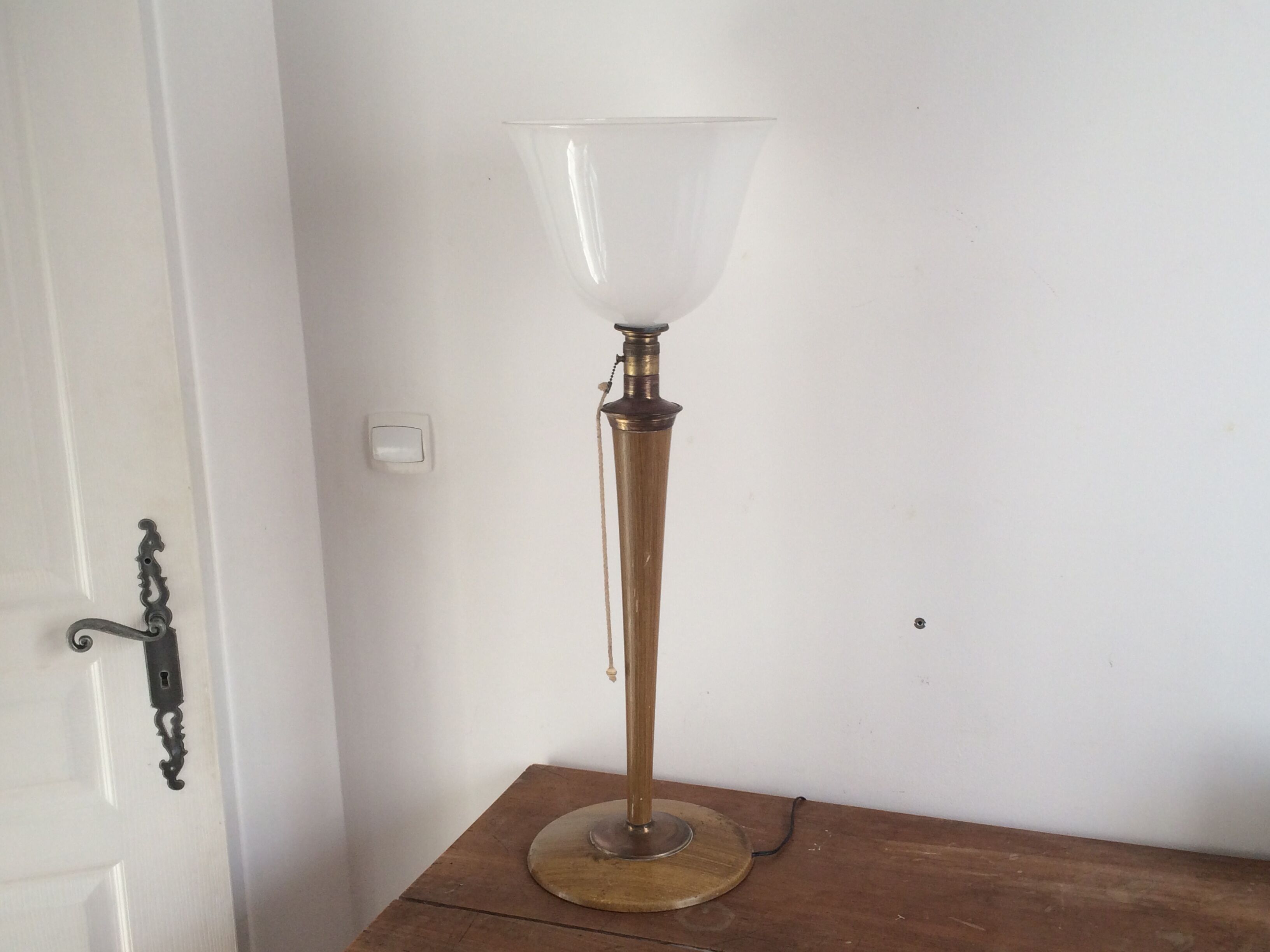 Lampe Mazda en chêne clair Art déco