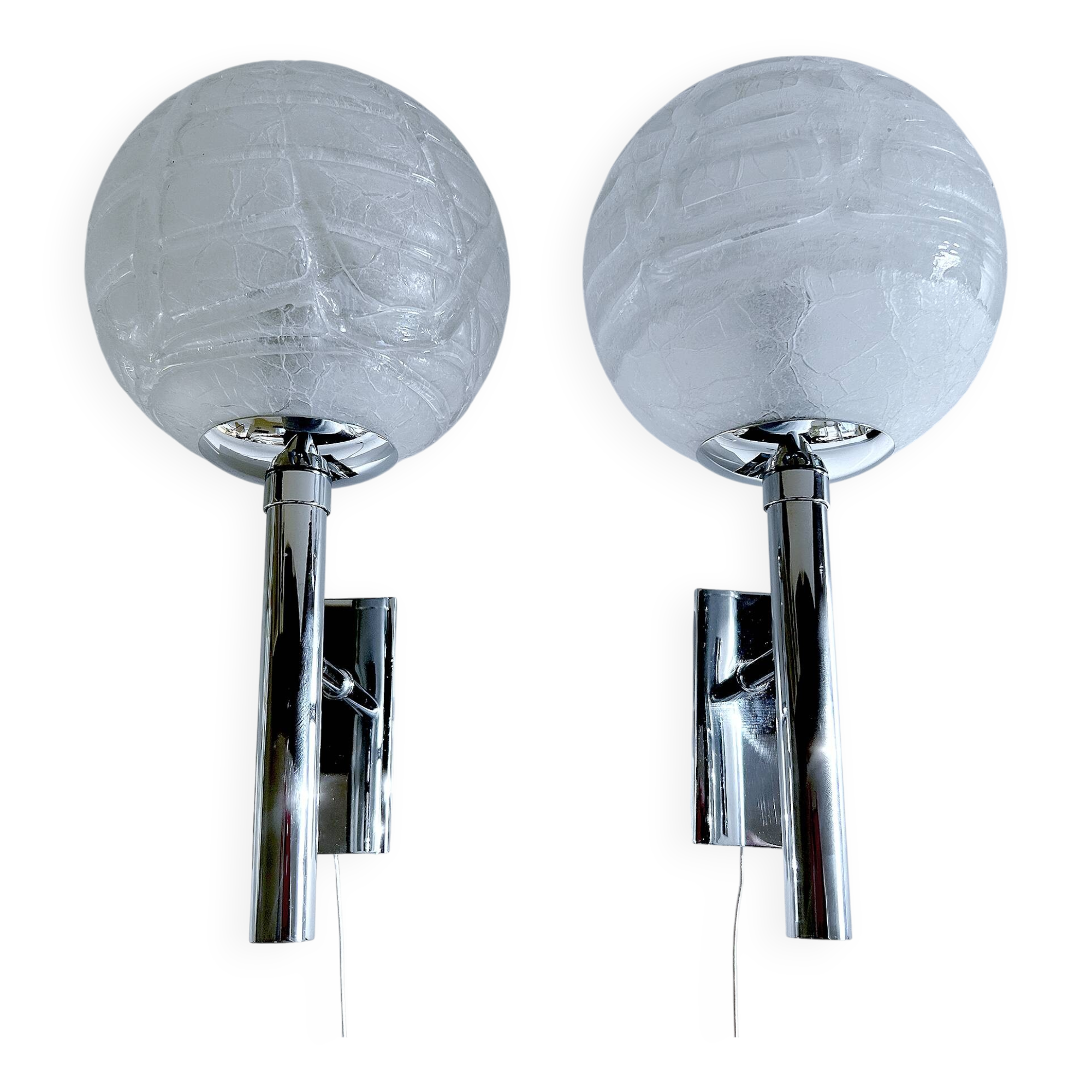 Pair Vintage Brutalist Bubble Glass Sconces