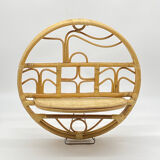 Small hanging shelf in rattan / natural fibers, vintage