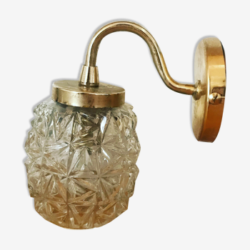 Vintage brass and carved glass sconce