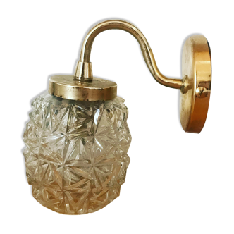 Vintage brass and carved glass sconce
