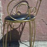 Dressing table and chair in gilded metal and opaline glass.