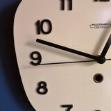 Clock formica vintage asymmetrical silent wall clock "Manufrance pale yellow"