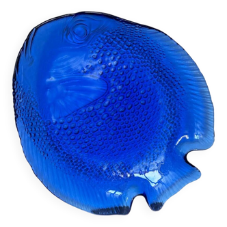 Blue vintage fish dish plate